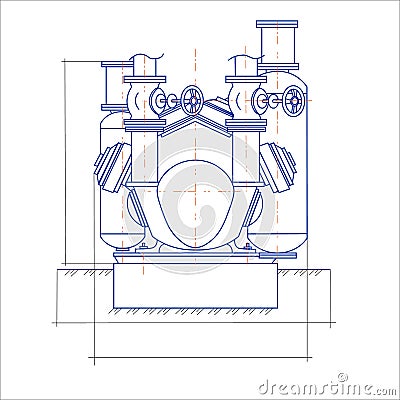 Free drawing of the compressor unit Vector Illustration