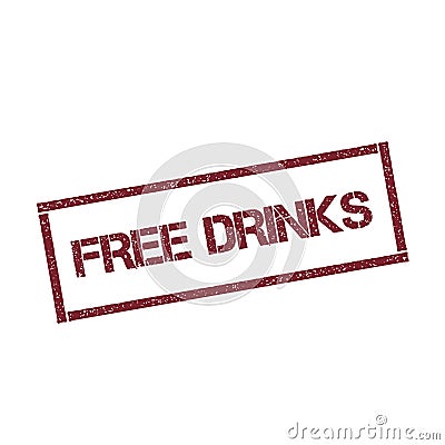 Free drinks rectangular stamp. Vector Illustration