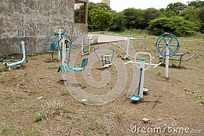 Free exercise equipment in open space Stock Photo