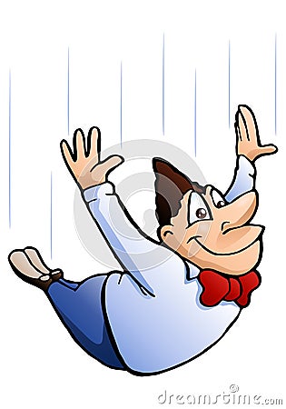 free fall on isolated white background Cartoon Illustration