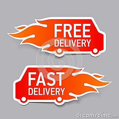 Free and fast delivery labels Vector Illustration