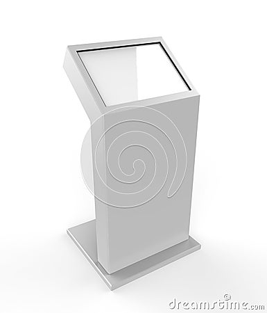 Mini Free floor standing LCD touch screen kiosk. 3d render illustration. Cartoon Illustration