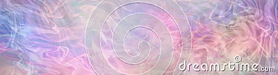 Multiple streams of beautiful random swirling pastel pink, blue and yellow energy background banner Stock Photo