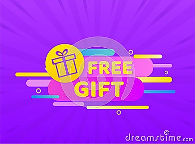 Free gift. Badge, stamp icon. Flat vector illustration on white background. Vector Illustration