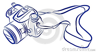 Free Hand Sketch of DSLR camera Vector Vector Illustration