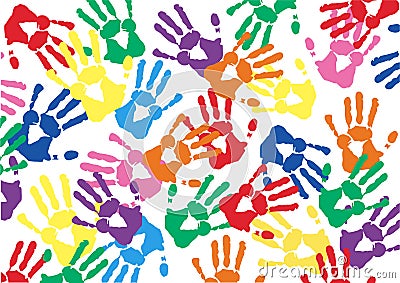 Free hands prints colorful vector background Vector Illustration