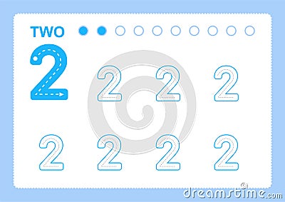 Free handwriting pages for writing numbers Learning numbers, Numbers tracing worksheet for kindergarten Vector Illustration