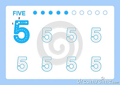 Free handwriting pages for writing numbers Learning numbers, Numbers tracing worksheet for kindergarten Vector Illustration