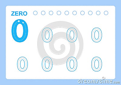 Free handwriting pages for writing numbers Learning numbers, Numbers tracing worksheet for kindergarten Vector Illustration
