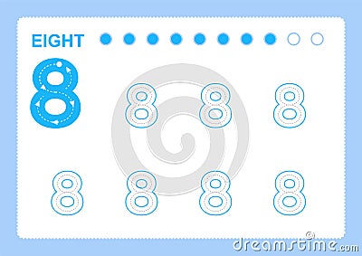 Free handwriting pages for writing numbers Learning numbers, Numbers tracing worksheet for kindergarten Vector Illustration