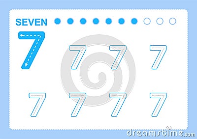 Free handwriting pages for writing numbers Learning numbers, Numbers tracing worksheet for kindergarten Vector Illustration