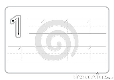 Free handwriting pages for writing numbers Learning numbers, Numbers tracing worksheet for kindergarten Vector Illustration