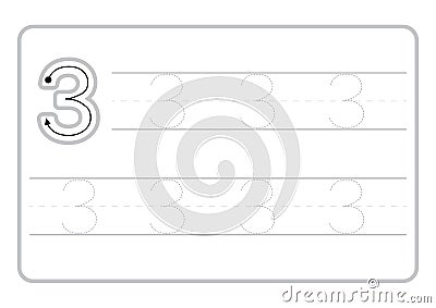 Free handwriting pages for writing numbers Learning numbers, Numbers tracing worksheet for kindergarten Vector Illustration