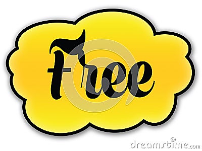 FREE handwritten on yellow cloud with white background Stock Photo