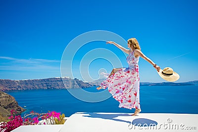 Free happy woman enjoying life in summer Stock Photo