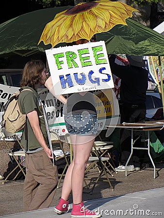 Free Hugs Editorial Stock Photo