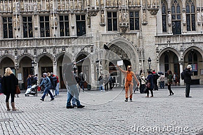 Free hugs at the Grand Place (Grote Markt), Brussels, Belgium Editorial Stock Photo