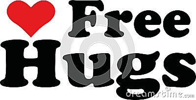 Free hugs with heart Vector Illustration