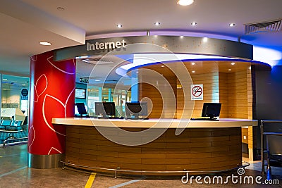 Free internet service conner provided for passenger or traveler at International Airport terminal Stock Photo
