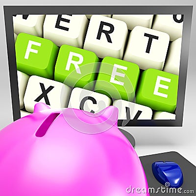 Free Keys On Monitor Shows Free Trial Stock Photo