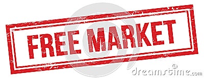 FREE MARKET text on red grungy vintage stamp Stock Photo