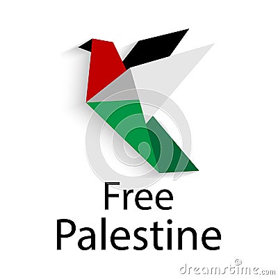 Free Palestine. Save Palestine concept vector illustration. Stop war. Pigeon of freedom flag of Palestine Vector Illustration