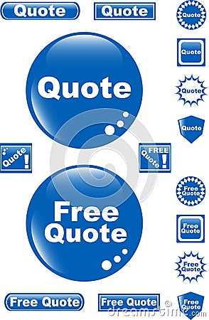 Free quote glossy button blue icon Vector Illustration