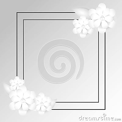 Free rectangular frame with paper flower arrangement Vector Illustration