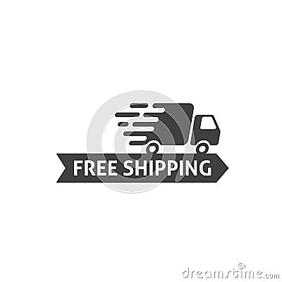 Free shipping icon vector isolated, flat cartoon free delivery badge Vector Illustration