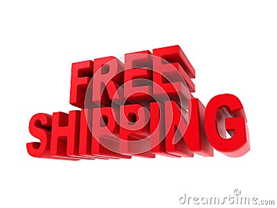 Free Shipping - Red Text Isolated on White. Stock Photo