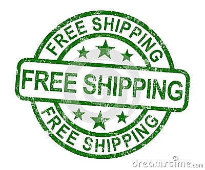 Free Shipping Stamp Showing No Charge Or Gratis To Deliver Stock Photo