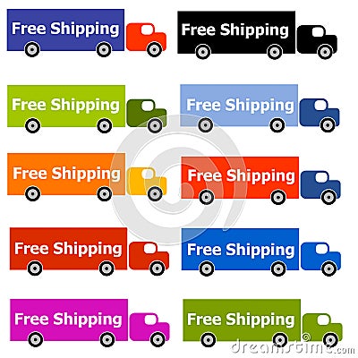 Free Shipping Truck Logos Cartoon Illustration