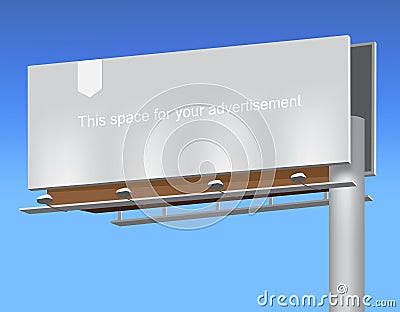 Free space billboard on blue sky. Vector Illustration