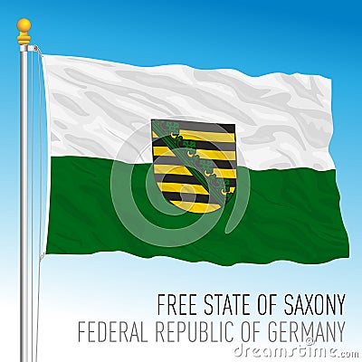 Free State of Saxony lander flag, federal state of Germany, europe Vector Illustration