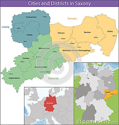 Free State of Saxony Vector Illustration