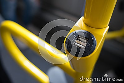 Free to use city bus USB outlet Stock Photo