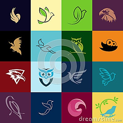 Free Vector bird logo mega pack Stock Photo