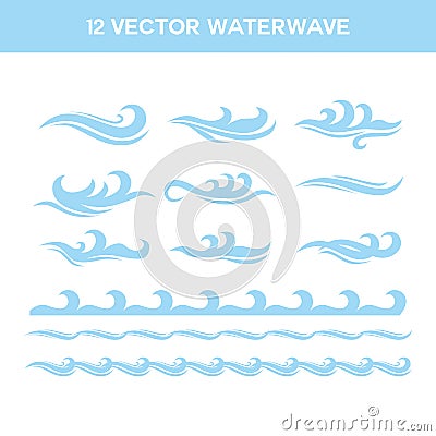 Free Vector waterwave pack Vector Illustration