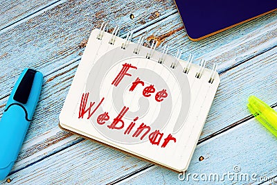 Free Webinar sign on the page Stock Photo