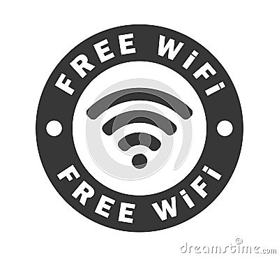 Free Wifi access signal icon wireless symbol connection circle stamp. Web network connect logo sign. Vector Vector Illustration
