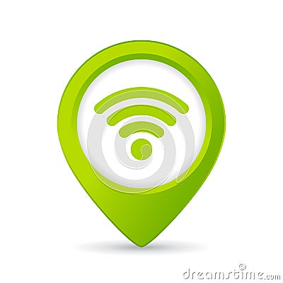 Free wifi here pin button Vector Illustration