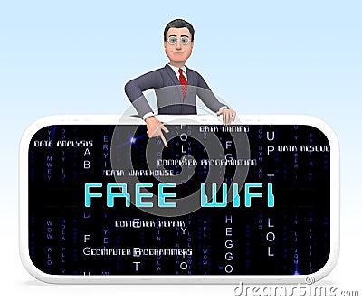 Free Wifi Logo Surfing Hotspot 3d Rendering Stock Photo