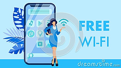 Free Wifi, Mobile Internet Vector Banner Concept Vector Illustration