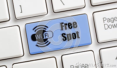 Free wifi spot key on keyboard Stock Photo