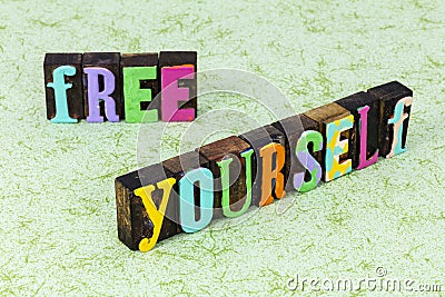 Free yourself be happy mind freedom enjoy lifestyle beautiful peace Stock Photo