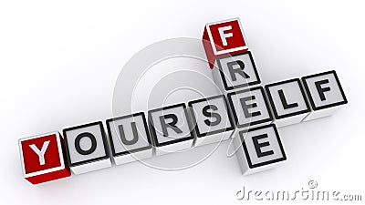 Free yourself word block on white Stock Photo