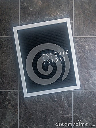 Freebie Friday black and white letter board vertical Stock Photo