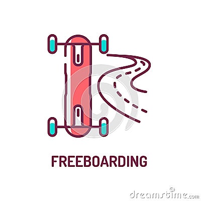 Freeboarding color line icon. Form of skateboarding. Pictogram for web page, mobile app, promo. UI UX GUI design element. Editable Vector Illustration