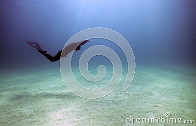 Freediver in the Black Sea. Editorial Stock Photo