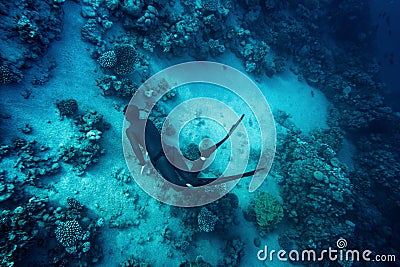 Freediver swim in the sea Stock Photo